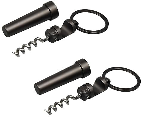 munkees® Korkenzieher [2 St. Anthrazit] - Schlüsselanhänger - Formschön - Praktisch - Robust
