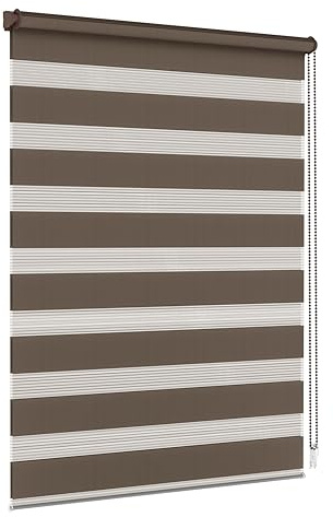 Jalousiescout Doppelrollo Klemmfix ohne Bohren & mit Bohren, 140x150cm Dunkelbraun Rollo Fensterrollo lichtdurchlässig, Sonnenschutzrollo Zebrarollo für Fenster & Türen