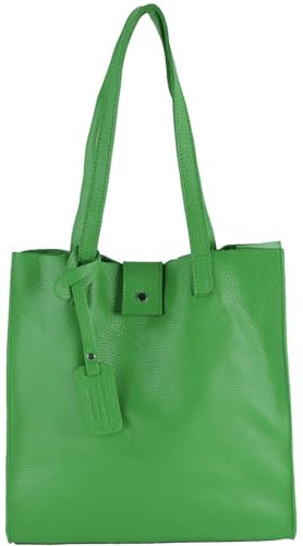 modamoda de - T247 - Ital. Leder Shopper mit herausnehmbarer Innentasche, Farbe:Blattgrün
