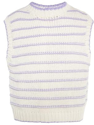 stormcloud Maglione Maglioncino a Gilet, Bianco Lana Lilla, M/L Donna