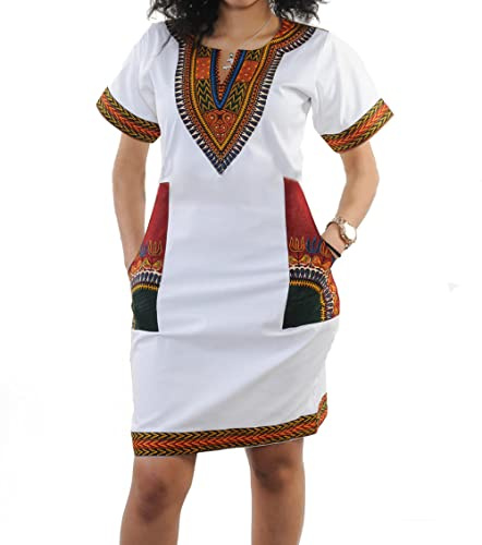 Womens African Attir Bohemian Dashiki Traditional Tribal Vintage Ethnic Midi Dresses