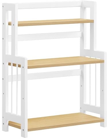 SONGMICS Gewürzregal mit 3 Ebenen, Küchenregal, Aufbewahrungsregal, für Arbeitsplatte, Bambusgestell, für Küche, Esszimmer, Büro, natureichenfarben OFS047Y01