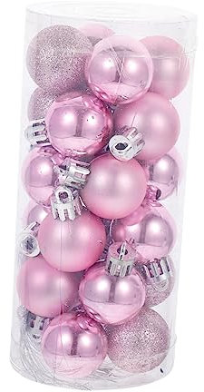 AOKWAWALIY Lot de 24 Boules décoratives à Suspendre pour Sapin de Noël - Boules de Noël Blanches - Boules de Noël dorées - Pendentif Rose Mat