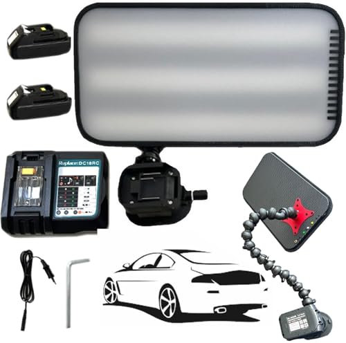 Werkzeug Zur Dellenreparatur Im Auto-9-Farbiges Licht Mit Einstellbarer FüLlstandsanzeige,Lampe Dellenreparatur Ohne Lackierung-Ovale Saugnapfhalterung/2*2500Mah Akku/SchnellladegeräT,Black