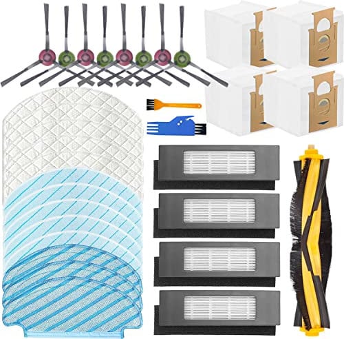 EATBALE Replacement Spare Parts for Ecovacs DEEBOT OZMO T8 AIVI T8 Max T8 N8 Pro N8 Pro Plus Robot Vacuum Cleaner, Accessories Kit 1 Main brush, 8 Side brush, 4 Filter, 13 Mop Pads, 4 Dust Bags