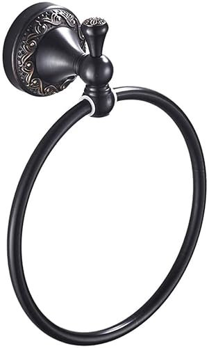 Anneau porte-serviettes rond en laiton noir pour décoration de salle de bain 18 cm avec design créatif élégant et accessoires de matériel