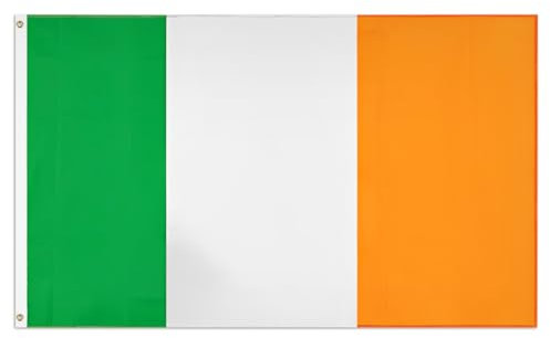 Lotsdonxia Ireland National Flag 90x150cm - Large Double-Sided Irish Flag for Indoor & Outdoor Display, Vibrant Green, White & Orange Banner for Celebrations & Sports Events