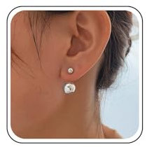 Inateannal Boho Ball Ohr Jacke Ohrringe Doppelte Kugel Ohrstecker Silber Runde Kugel Tropfen Ohrringe Vintage Ball Vorne Zurück Ohrringe Schmuck Für Frauen