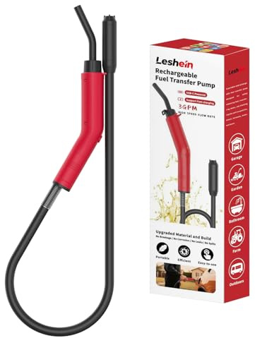 Leshein Fuel Transfer Pump 3GPM, USB Rechargeable Electric Siphon Pump for Gasoline Diesel Water, Portable Leakproof Gas Can Pump with Upgraded Hose Material & Build, Ultra-Fast Oil Transfer Pump