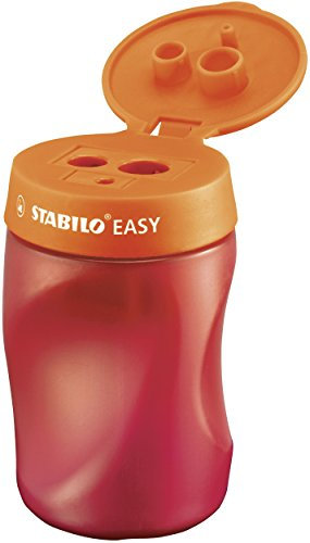 STABILO - Ergonomischer Dosen-Spitzer für Rechtshänder - EASYsharpener - 3 in 1 - orange