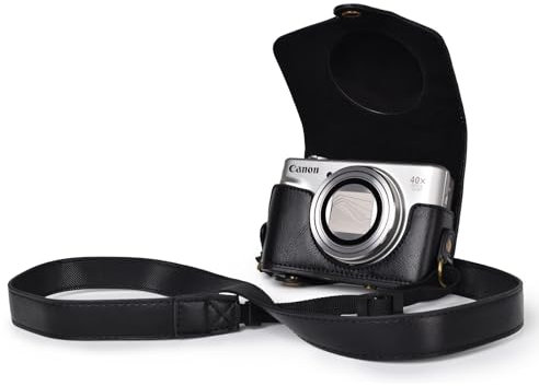 kinokoo custodia protettiva per Canon PowerShot SX720 HS SX730 HS SX740 HS fotocamera, custodia in pelle PU PowerShot SX720/SX730/SX740 HS fotocamera con cinghia regolabile delle spalle - Nero
