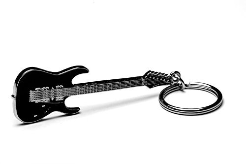 Elektrische Gitarre Silber und Schwarz Metall Schlüsselanhänger Ibanez Modell