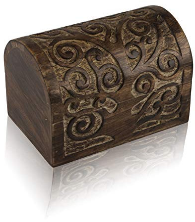 Tolle Geschenkidee zum Geburtstag, handgefertigt, dekorative Holz-Schmuckschatulle, Schatzbox, Schmuck-Organizer, Andenken-Box, Schatztruhe, Schmuckhalter, Schlossbox, Uhrenbox, 22,9 x 15,2 cm, Braun