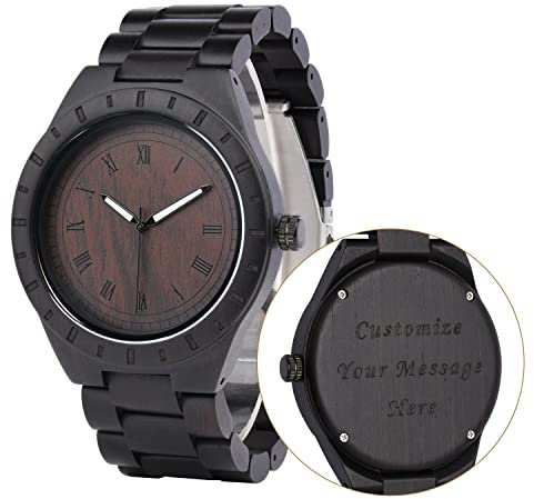 LMWOOD Holzuhren für Männer Armbanduhr Herrenuhr mit Gravur Männergeschenke Geschenke zum Jahrestag Geschenk für Freund Ehemann