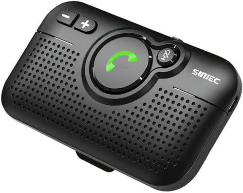 Hands Free Car Phone Kit Bluetooth, SUNITEC Bluetooth Speaker for Car, AUTO Power ON, Support Siri Voice Assistant, 3W Speaker Handsfree Calling Kit with Visor Clip