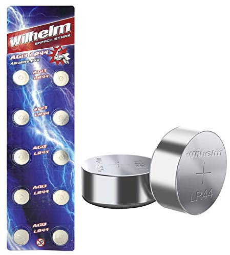 Wilhelm AG13/147/LR44/SR44W/357/LR1154/V13GA - 10 batterie alcaline da 1,5 V