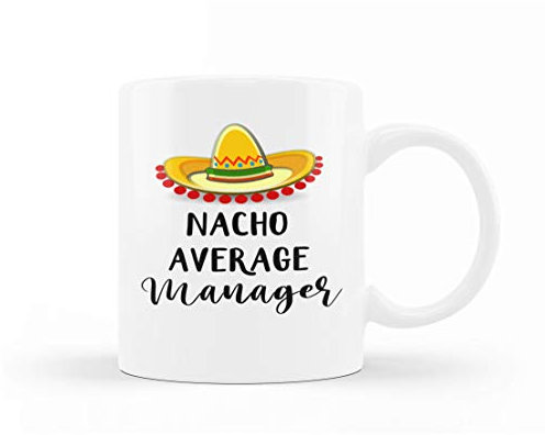 VIROSA Funny Manager Mug – Nacho Average Manager – Hilarious Gift for Boss, Supervisor or Team Leader – Office Gag Present for Christmas, Birthday or Promotion – 11oz Ceramic Coffee Cup