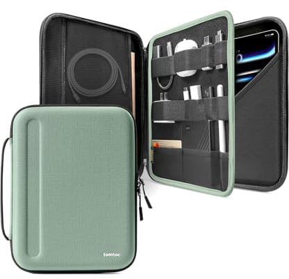 tomtoc Borsa Custodia Tablet per 13 Pollici iPad Pro M4 2024 & iPad Air M3/M2 2025-2024, 12,9'' iPad Pro 6/5/4 M2&M1, EVA Rigida per Tastiera Magic/Smart Keyboard/adattatore/cavo/USB Hub/Apple Pencil