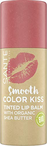 Sante Naturkosmetik Smooth Color Kiss Getönter Lippenbalsam mit Bio-Sheabutter Spendet Feuchtigkeit Zarter fruchtiger Duft, 01 Soft Coral, 8.5 g