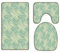 A.Monamour Badezimmer Badematte 3 Teilig Set Abstrakte Kunst des Ozeanwellen Grün Blumen Hintergrund Flanell WC Toilette Deckel Deckt Bad Matte Teppich Badteppiche Badvorleger Badgarnitur Vorleger