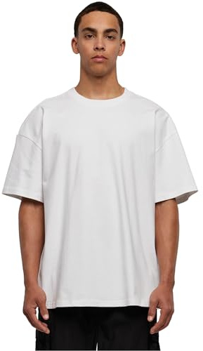 Build Your Brand Herren T-Shirt Ultra Heavy Cotton Box Tee, Basic T-Shirt für Männer, Oversized Fit, White, L