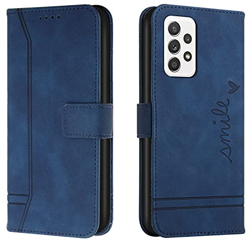 Lihondar Kompatibel mit Samsung Galaxy A72 Hülle 4G/5G, Handyhülle Samsung A72 4G, A72 5G Leder Klappbar Schutzhülle Tasche Wallet Brieftasche [Ständer] Cover Flip Case für Samsung A72 4G/5G (Blau)