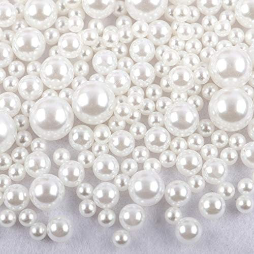360 STK 3-10mm Runde Kunststoffperlen ohne bohrung, Bunte Bastelperlen Perlen,Perlen zum Basteln für DIY Schmuck Zubehör, Streudeko Deko Perlen für Hochzeit Taufe Party Vasenfüller Tischdeko,Weiß