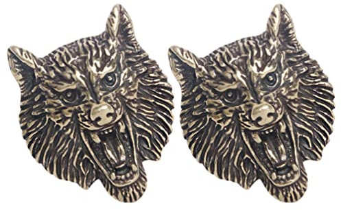 EXCEART 2 StüCk Wolfskopf Messing Schnalle Retro DIY Leder Nieten Concho KnöPfe FüR Taschen, GüRtel, HüTe, Jacken, RucksäCke, Schuhe Und GeldböRsen