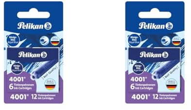 Pelikan 330795 Standard-Tintenpatronen 4001, 2 Etuis, Blistervperackung, königsblau (Packung mit 2)
