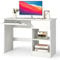 COSTWAY Escritorio Ordenador con Cajones, Mesa Escritorio con Bandeja Extraíble para Teclado y Estantes Ajustables, Mesa Ordenador 108 x 48 x 75 cm, Blanco