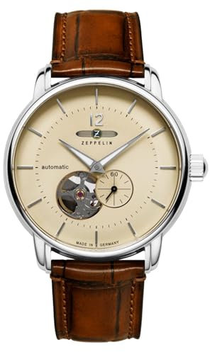 Zeppelin Automatikuhr Serie LZ 120 Bodensee mit Kroko Look Lederband 8166-1