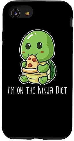 Hülle für iPhone SE (2020) / 7 / 8 I'm On The Ninja Diet Schildkröte Turtle Pizza Geek Nerd