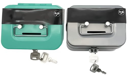 Tragbare Sichere Metall-Spardose, Mini-Geldkassette mit Schloss, CuiCanfla 2 Stück Metall-Geldkassette, Mini-Safe-Schließbox, Spardose Für Die Münzsammlung Im Täglichen Verkauf