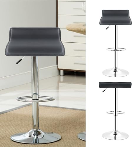 XUANYU Lot de 4 tabourets de bar en simili cuir PU, réglable en hauteur 63-83 cm, tabouret de cuisine avec repose-pieds, tabouret de cuisine moderne design, rotation 360° (Noir)