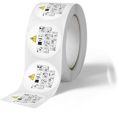 AVERY Zweckform IRAFNOR500 Kerzen Warnaufkleber (500 Etiketten pro Rolle, Ø 40 mm, rund, weißes Papier, CLP-konform, mit Piktogrammen & Warnhinweisen schwarz bedruckt)