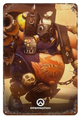 FUCIIhUUN Overwatch Road Hog Poster, Wanddekoration, Kunst, Metallblechposter, moderne Heimdekoration, Kunst, Metallposter, Hausbar, Laden, Dekorationen, Vintage-Schild, Geschenk, 30 x 20 cm