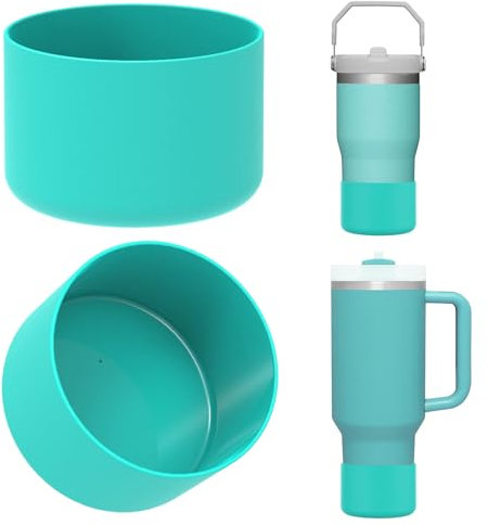 Linkidea - Pack de 2 fundas de botella compatibles con Stanley Quencher H2.0 de 20 oz, 30 oz y 40 oz, vaso IceFlow Flip de 20 oz y 30 oz, funda de silicona para la base de la botella (menta)