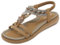 ZDQ Sandales Femme Été Confortable Elégant Plate Chaussures Marron 40 EU = Taille Fabricant 41