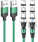 360° & 180° Magnetic Charger 3-in-1 Phone Charger Cable - USB C & Micro USB, 3.3ft * 2 Pack for iPhone/Samsung