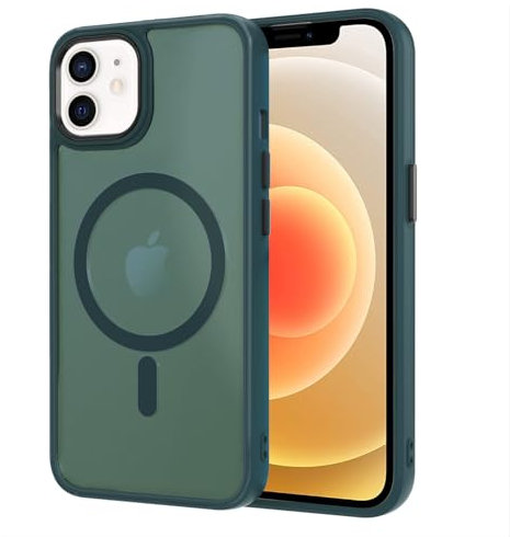 AOMYKE für iPhone 12 / iPhone 12 Pro Hülle Magnetisch, Handyhülle für iPhone 12 / iPhone 12 Pro kompatibel mit Magsafe Transluzente Matte Anti-Fingerabdruck Kratzfeste PC Rückseite + TPU Bumper, Grün