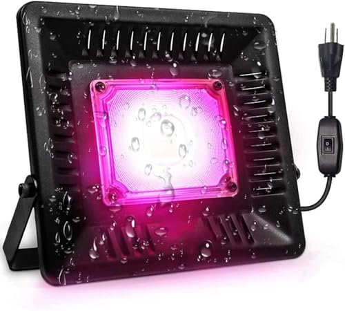 Profey Grow Light, Luz Plantas Interior P200, LáMpara de Plantas LED de Espectro Completo IP67 Impermeabilidad, Luz Plantas Ultrafina de Altura Regulable con 4 Cadenas de Suspensión