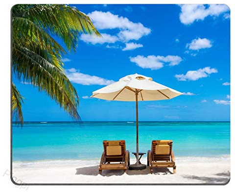 JIMOWANG White Beach In Front of The Turquoise Tropical Sea Gaming Mouse Pad Smooth Surface Mousepad Rubber Mouse Pads 9.5 x 7.9 Inch