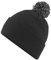 Roughtex Bommelmütze Damen Herren - Doppellagige Wintermütze als Beanie oder mit Umschlag tragbar Schwarz-Grau