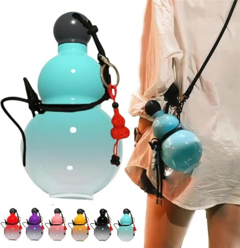 Vinxan Bouteille d'eau de style gourde, bouteille d'eau de style gourde, bouteille d'eau de style rétro chinois, bouteille d'eau durable, bouteille d'eau de sport, bouteille d'eau de voyage pour salle