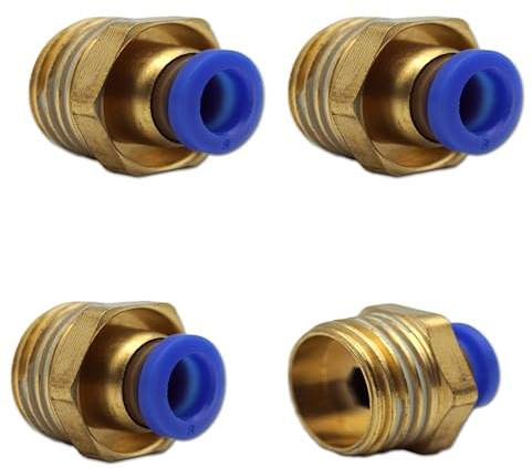 Pneumatik Steckanschluss 1/2 auf12mm Pneumatikschlauch Steckverschraubung 4er Set (R1/2 - 12mm / 4er Set)