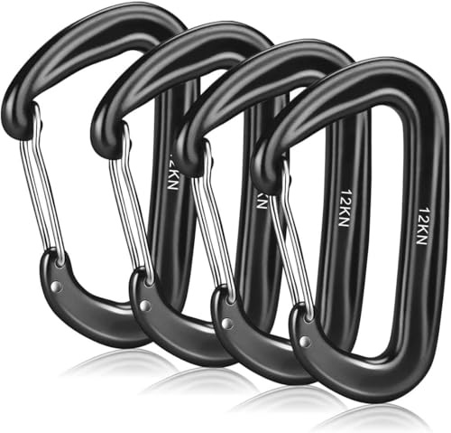 MSIHEY 4 PC Mosquetones de Aleación de Aluminio 1200 kg/12 KN para Hamacas Llaveros Camping Pesca Columpios y Accesorios de Senderismo
