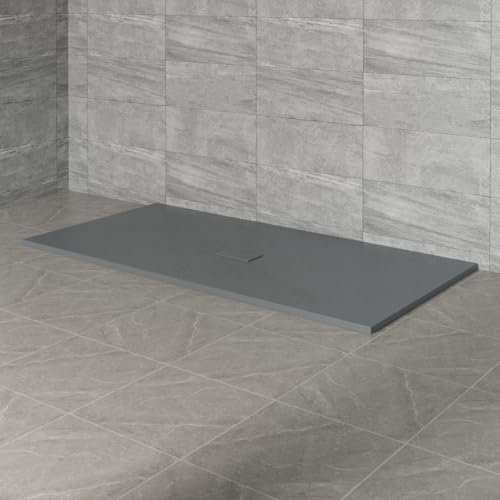 NRG 2000x1000mm SMC Rectangle Shower Tray Anthracite Slip-Resistance Bathroom Shower Base Easy to Clean