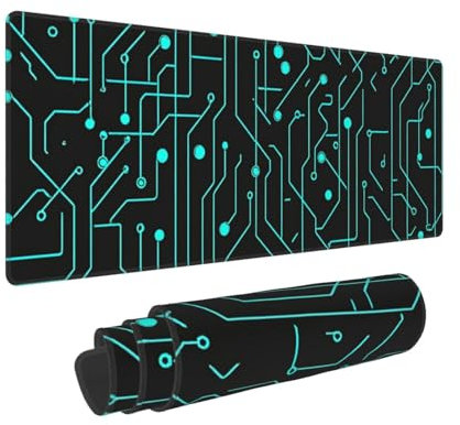 Woltant Circuit Board Blue Large Mouse Mat for Desk 80 X 30cm Gaming Mouse Pad Waterproof Keyboard and Mouse Mat Smooth Surface Desk Mat with Non-Slip Rubber Base for Office Home