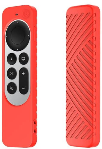 LIUZIHAN Funda Compatible con Apple TV 4K 2021, Ultradelgado Silicona Case Cover, Anti-caída, Portátil, Carcasa Compatible con Apple TV 4K 2021 Mandos a Distancia.(Rojo)