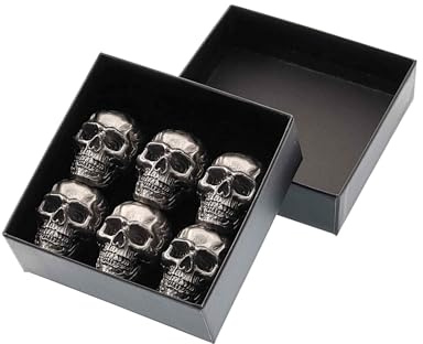 KUHPLOVE Dark Skull Fridge Magnets Metal Style Decorative Unique Home Refrigerator Magnets 6-Pack (Silvery)